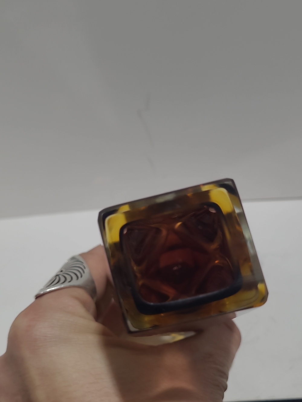 Vintage Murano Sommerso Vase Multi Faceted Amber & Yellow 6" - Picture 3 of 5